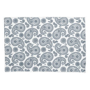 Nahtlose dunkelblaue Paisley-Muster in Weiß Kissenbezug