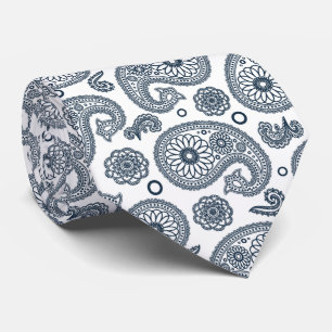 Nahtlose dunkelblaue Paisley-Muster in Weiß Krawatte