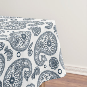 Nahtlose dunkelblaue Paisley-Muster in Weiß Tischdecke