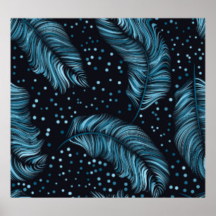 Nahtlose dunkle Federstruktur, abstrakt Vintag. Poster