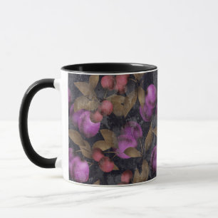 Nahtlose dunkle Pflaumenfrüchte lila Beeren Kirsch Tasse