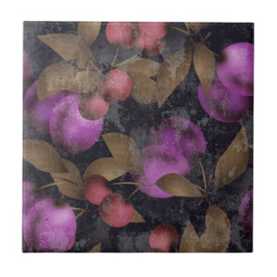 Nahtlose dunkle Pflaumenfrüchte violette Beeren Ki Fliese