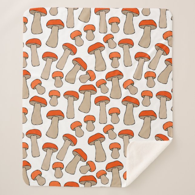 Nahtlose Endless Red oder Orange Aspen Mushrooms P Sherpadecke (Vorderseite)