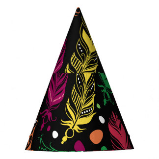 Nahtlose ethnische Federn, lebendiges Muster. Partyhütchen