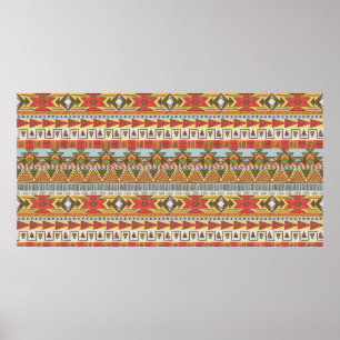 Nahtlose ethnische Muster in hellen Farben Poster