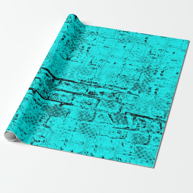 Nahtlose Farbe grunge türkis. Halftone-Elemente Geschenkpapier (Ungerollt)