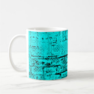 Nahtlose Farbe grunge türkis. Halftone-Elemente Kaffeetasse