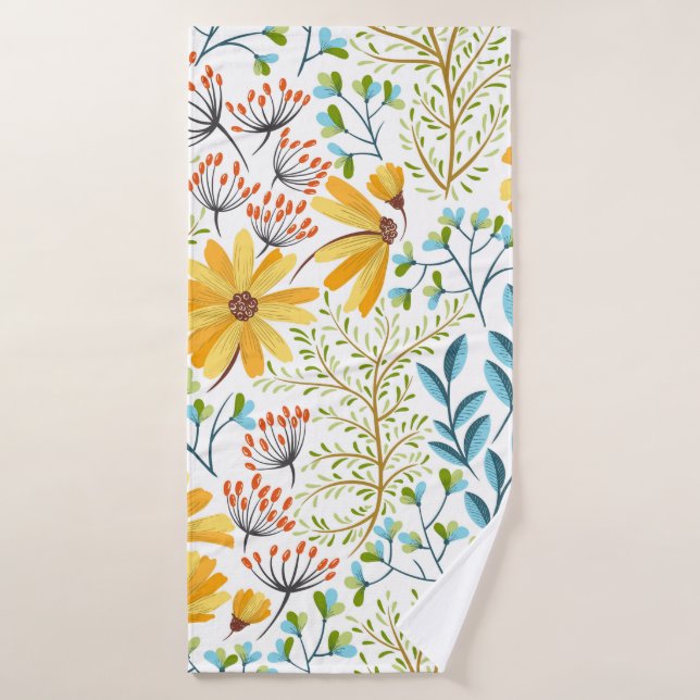 Nahtlose farbenfrohe Blumenmuster. Badehandtuch (Badehandtuch)