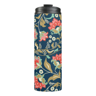 Nahtlose farbenfrohe Blumenmuster im Volksstil Thermosbecher