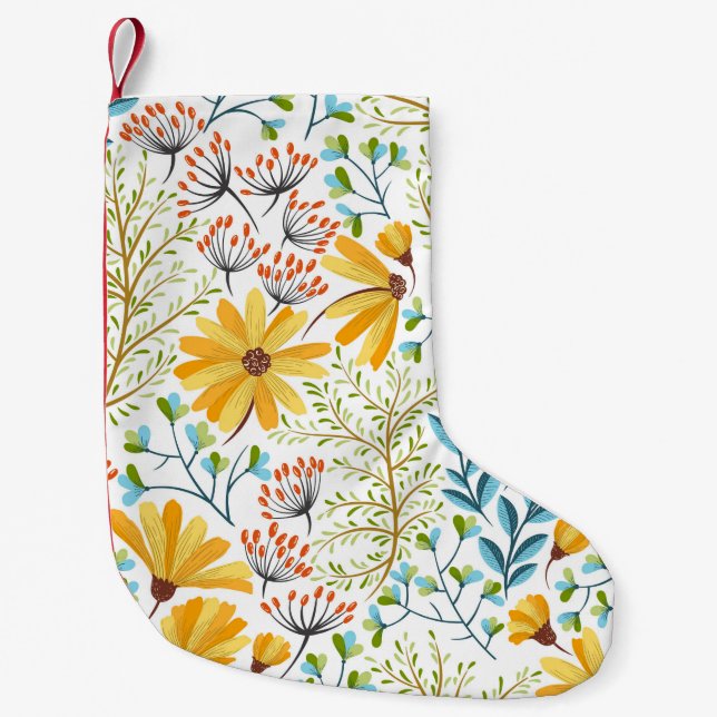 Nahtlose farbenfrohe Blumenmuster. Kleiner Weihnachtsstrumpf (Vorderseite)