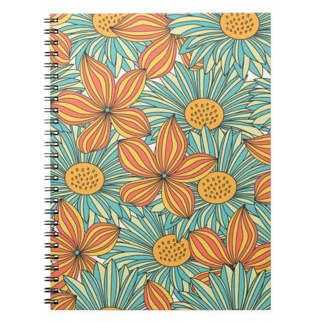 Nahtlose farbenfrohe Blumenmuster Notizblock (Vorderseite)