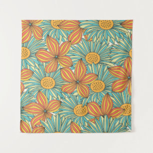 Nahtlose farbenfrohe Blumenmuster Wandteppich
