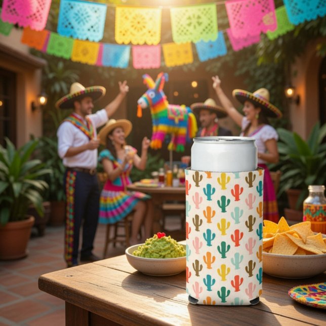 Nahtlose farbenfrohe Kakteen Cooler Selters Dosenkühler (Von Creator hochgeladen)