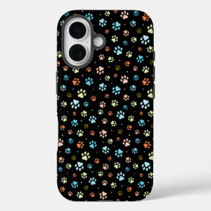 Nahtlose farbenfrohe kleine Hundebahnen iPhone 16 Hülle