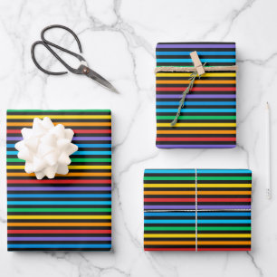 Nahtlose farbenfrohe Regenbogenmuster Geschenkpapier Set