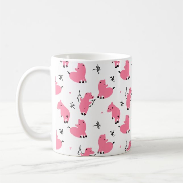 Nahtlose Ferkelfliege Kaffeetasse (Links)
