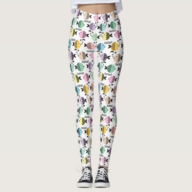 Nahtlose Fische abstrakte Skandinavien Leggings (Vorderseite)