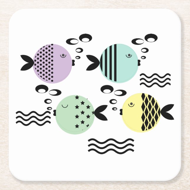 Nahtlose Fische abstrakte Skandinavien Rechteckiger Pappuntersetzer (Vorderseite)