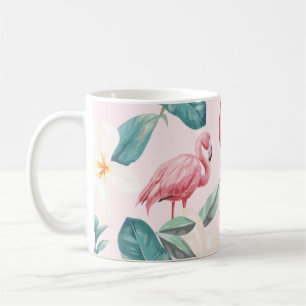 nahtlose Flamingos und tropische Blume Kaffeetasse