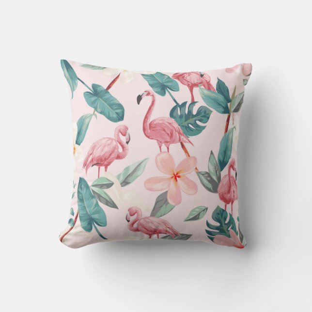 nahtlose Flamingos und tropische Blume Kissen (Vorderseite)