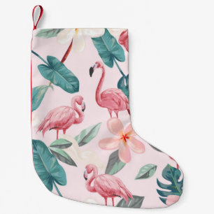 nahtlose Flamingos und tropische Blume Kleiner Weihnachtsstrumpf