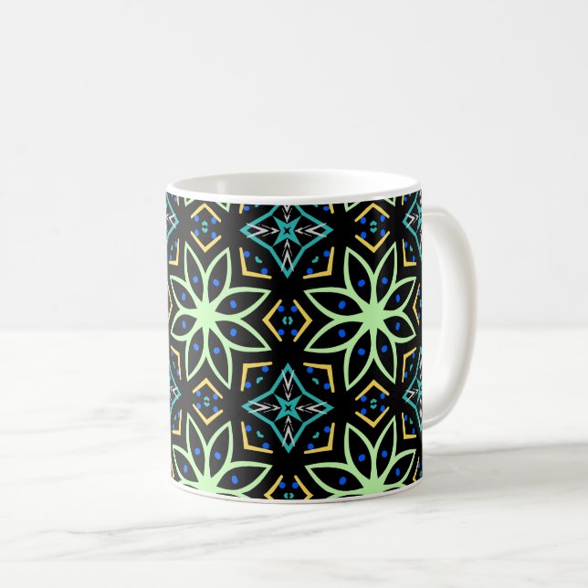 Nahtlose Flora Symmetrisches Muster Kaffeetasse (VorderseiteRechts)