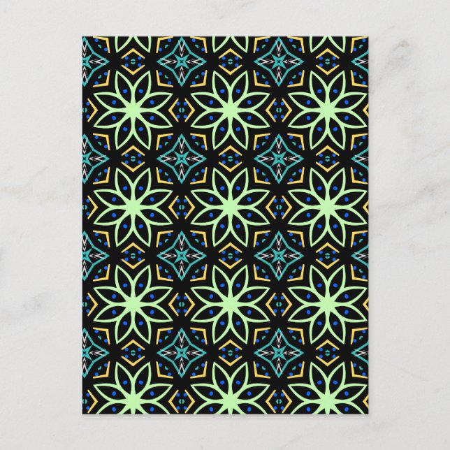 Nahtlose Flora Symmetrisches Muster Postkarte (Vorderseite)