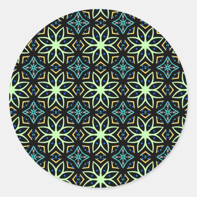 Nahtlose Flora Symmetrisches Muster Runder Aufkleber (Vorderseite)