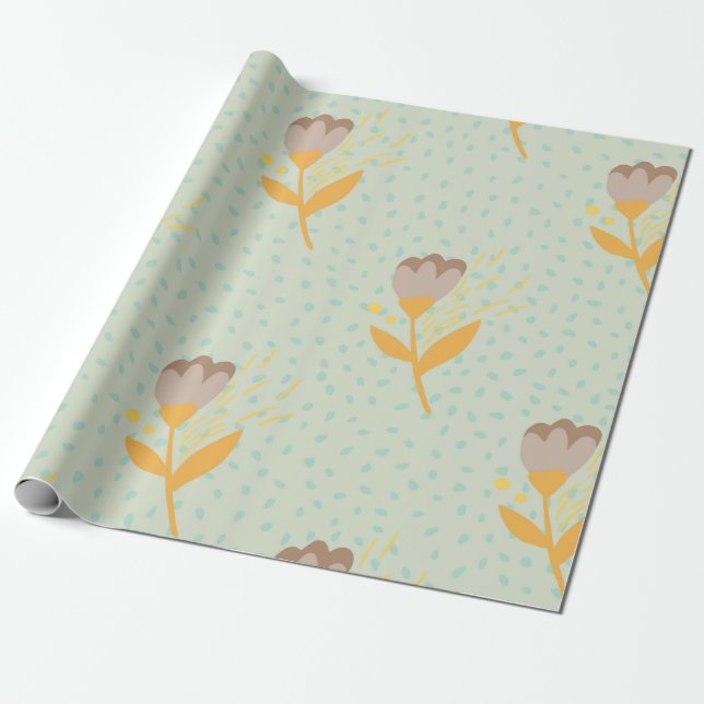 Nahtlose Folk Blume Doodle Muster. Hand d Geschenkpapier (Ungerollt)