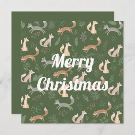 Nahtlose Fox Winter Branches und Blätter Muster Karte