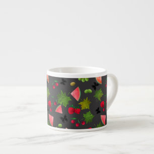 Nahtlose frische Früchte Beeren Wasserfarbe Cartoo Espressotasse