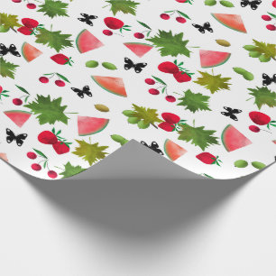 Nahtlose Frischobst Berries Wasserfarbener Cartoon Geschenkpapier
