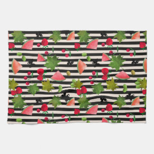 Nahtlose Frischobst Berries Wasserfarbener Cartoon Geschirrtuch