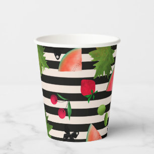 Nahtlose Frischobst Berries Wasserfarbener Cartoon Pappbecher