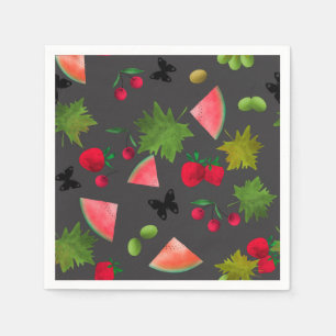 Nahtlose Frischobst Berries Wasserfarbener Cartoon Serviette
