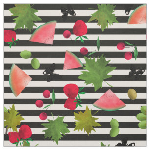 Nahtlose Frischobst Berries Wasserfarbener Cartoon Stoff