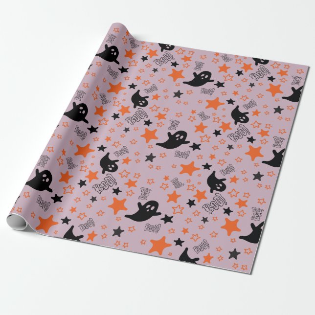 Nahtlose Geister, Sterne und Boo Wrapping Paper Ar Geschenkpapier (Ungerollt)