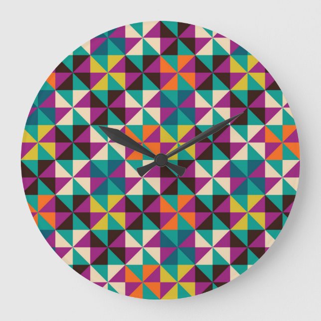 Nahtlose Geometrie, modernes Muster. Große Wanduhr (Vorderseite)