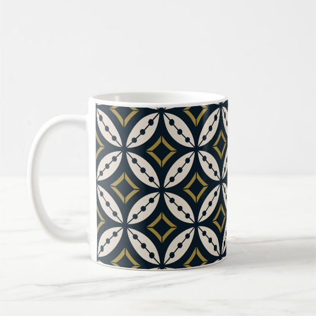 Nahtlose geometrische Blume: buntes Muster. Kaffeetasse (Links)