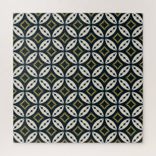 Nahtlose geometrische Blume: buntes Muster. Puzzle