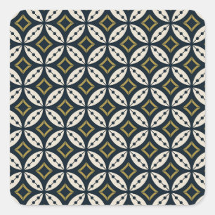 Nahtlose geometrische Blumen: farbenfrohes Muster. Quadratischer Aufkleber