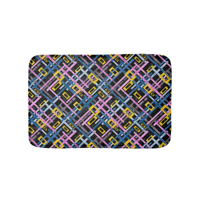 Nahtlose geometrische, helle Farben, rechteckige F Badematte (Vorderseite)
