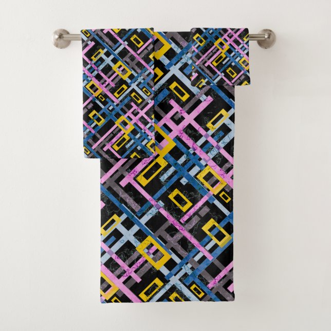 Nahtlose geometrische, helle Farben, rechteckige F Badhandtuch Set (Insitu)