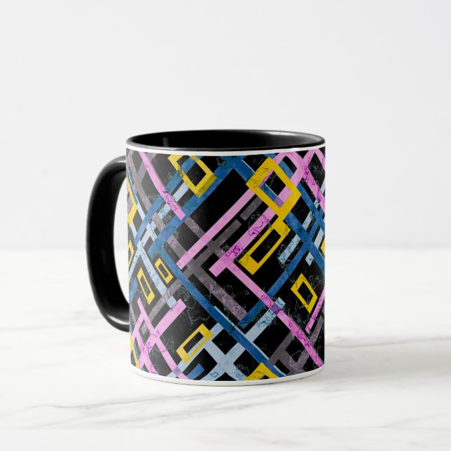 Nahtlose geometrische, helle Farben, rechteckige F Tasse (Vorderseite Links)