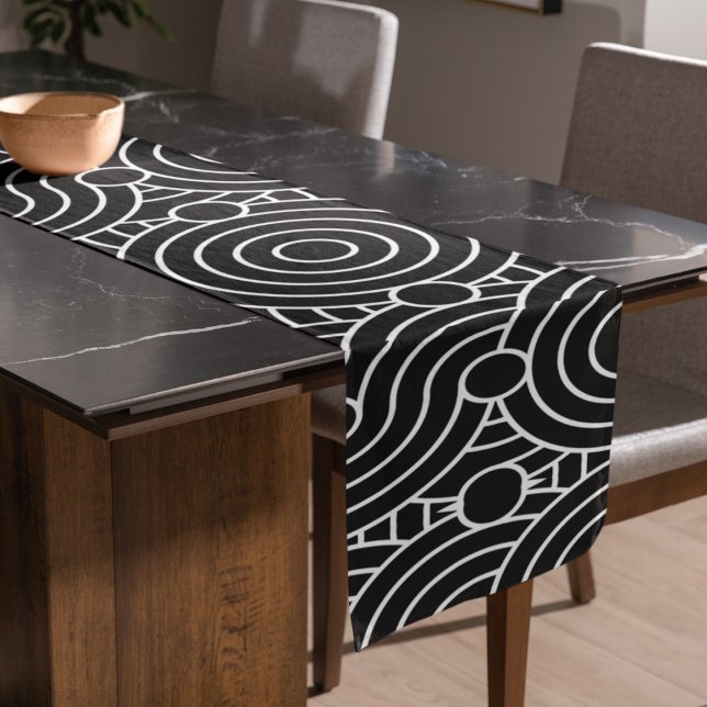 Nahtlose geometrische Kreise Kurzer Tischläufer (Geometric circles pattern table runner)