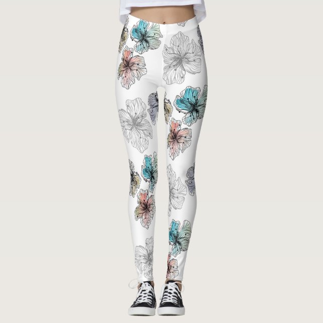 Nahtlose gezeichnete Blume abstrakt modern pa Leggings (Vorderseite)