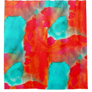 Nahtlose Giraffe, blau, orange Wasserfarbe Künstle Duschvorhang