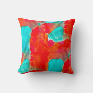 Nahtlose Giraffe, blau, orange Wasserfarbe Künstle Kissen