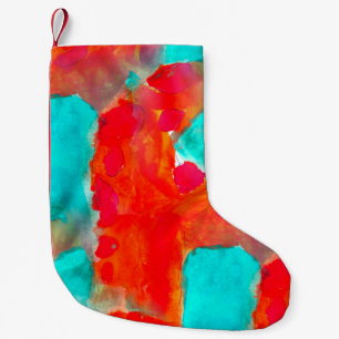 Nahtlose Giraffe, blau, orange Wasserfarbe Künstle Kleiner Weihnachtsstrumpf