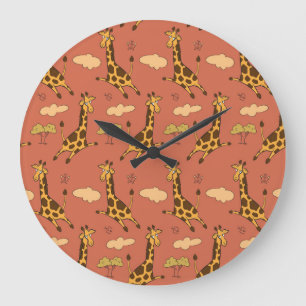 Nahtlose Giraffe Muster Vintage Illustration Große Wanduhr